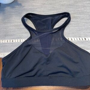 Black Sports Bra with Racerback Design and Moisture-Wicking Fabric